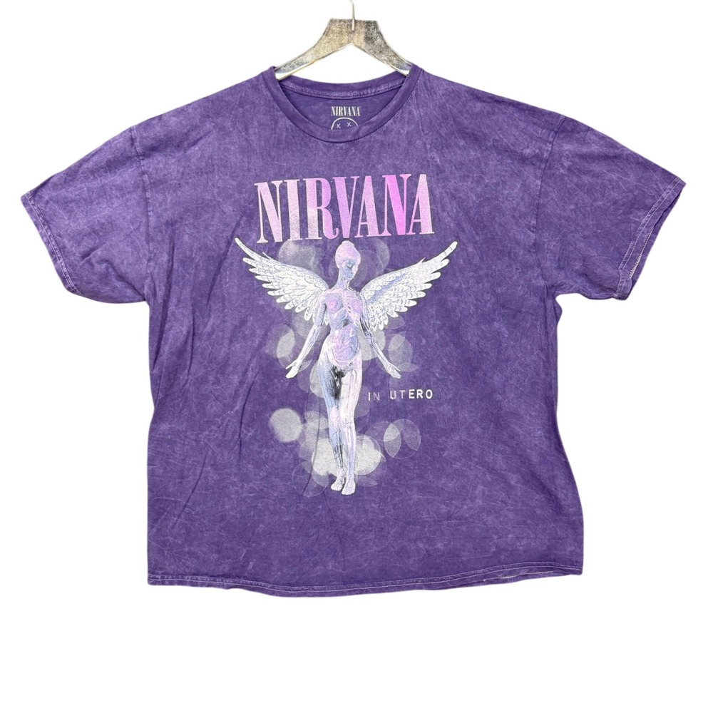 Nirvana Band Tee 2X Purple In Utero Angel Graphic T-Shirt Retro Grunge NWOT